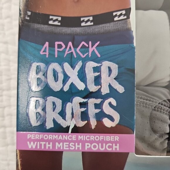 Billabong Men’s Med (32-34) 4PK Performance Microfiber Boxer Briefs Mesh Pouch - Picture 4 of 10